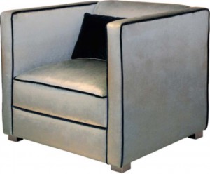 Prague Armchair with custom design upholstery.